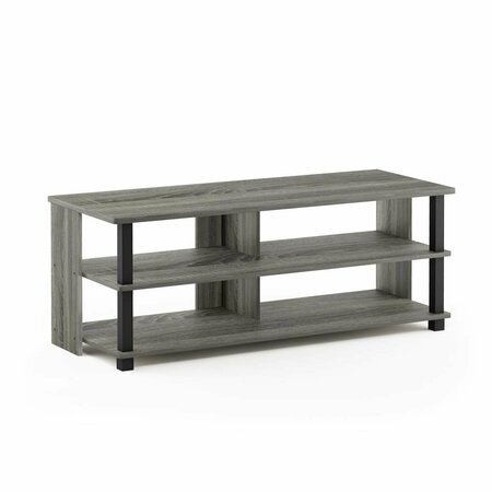 FURINNO 17077GYW-BK Sully 3-Tier TV Stand for TV up to 50 French Oak Grey & Black 17077GYW/BK